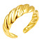 304 Stainless Steel Fashion Cuff Ring, Adjustable Simple Band, Real 18K Gold Plated, Inner Diameter: 17mm