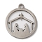 Non-Tarnish Christmas 201 Stainless Steel Pendants, Flat Round with Human Charm, Stainless Steel Color, 17x15x1mm, Hole: 1.5mm