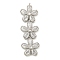 Brass Pave Clear Cubic Zirconia Three Flower Links Connector Charms, Long-Lasting Plated, Lead Free & Cadmium Free, Platinum, 43x14x5mm, Hole: 1.2mm