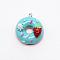 Resin Pendants, with Alloy Findings, Imitation Food, Doughnut with Strawberry, Light Blue, 25x21x14mm, Hole: 2mm