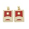 Brass Micro Pave Clear Cubic Zirconia Pendants, Cadmium Free & Lead Free, with Synthetic Turquoise, Real 18K Gold Plated, Sun, Rectangle, 23.5x17x2.5mm, Hole: 5x3.5mm