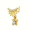 Brass Pave Clear Cubic Zirconia Dangle L-Shaped Nose Rings, Golden, Spider, 5~24x4~9mm