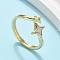 Brass Shell Cuff Rings for Women, Cadmium Free & Lead Free, Star, Real 16K Gold Plated, Inner Diameter: 19.5mm