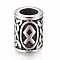 304 Stainless Steel European Beads, Large Hole Beads, Column with Runes/Futhark/Futhor, Antique Silver, 13.5x10mm, Hole: 6mm