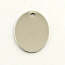 Tarnish Resistant 201 Stainless Steel Pendants, Oval Stamping Blank Tag, Stainless Steel Color, 24x17x1mm, Hole: 3mm