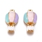 Alloy Enamel Pendants, Hot Air Balloon, Golden, Colorful, 17.5x9.5x5.5mm, Hole: 1.2mm