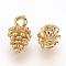 Brass Charms, Pine Cone, Nickel Free, Real 18K Gold Plated, 12x8mm, Hole: 2mm