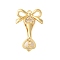 Brass Micro Pave Clear Cubic Zirconia Fold Over Clasps, Cadmium Free & Nickel Free & Lead Free, Bowknot, Real 18K Gold Plated, 28mm, Hole: 1.2mm