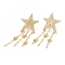 Rack Plating Brass Micro Pave Clear Cubic Zirconia Dangle Earrings, Cadmium Free & Lead Free, Long-Lasting Plated, Star, Real 18K Gold Plated, 66x24mm, Pin: 0.7mm