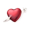 Halloween Alloy Enamel Pendants, Heart with Kinfe, Antique Silver, 37x22x3mm, Hole: 1.6mm