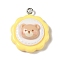 Opaque Resin Pendants, Cartoon Charms with Platinum Plated Iron Loops, Bear, 26.5x21.5x8.5mm, Hole: 2mm
