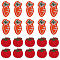 28Pcs 2 Style Tomato & Carrot Non Woven Fabric Embroidery Iron on Applique Patch, Sewing Craft Decoration, Vegetable Pattern, 25~55x26~29x2~2.5mm, 14pcs/style