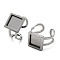 Non-Tarnish 304 Stainless Steel Cuff Pad Ring Settings, Square, Stainless Steel Color, Inner Diameter: 17.5mm