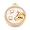 Alloy Enamel Pendants, Golden, Flat Round Charm, Taurus, 18x15.5x2mm, Hole: 1.4mm