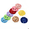 Polycotton(Polyester Cotton) Woven Pendant Decorations, Flat Round, Mixed Color, 52~55x7~8mm