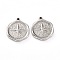 Non-Tarnish 304 Stainless Steel Pendants, Flat Round with Star, Stainless Steel Color, 20x16x3mm, Hole: 2mm