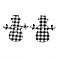 Christmas Theme Single-Sided Printed Wood Big Pendants, Snowman with Tartan Pattern, Black, 78x70x2mm, Hole: 2.5mm