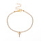 Fashionable and Creative Rhinestone Anklet Bracelets, English Letter T Hip-hop Creative Beach Anklet for Women, Golden