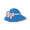 Hat with Bowknot Silicone Focal Beads, Blue, 19x30x9mm, Hole: 3mm