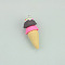 Handmade Polymer Clay Pendants, with Platinum Plated Iron Screw Eye Pin Peg Bails, Ice Cream, Black, 39.3x15.9mm, Hole: 2mm