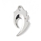 Alloy Rhinestone Pendants, Cadmium Free & Lead Free, Jagged Shape Charms, Platinum, 50x25x3mm, Hole: 4x7mm