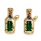 Brass Micro Pave Cubic Zirconia Pendants, Long-Lasting Plated, with Jump Ring, Bottle, Real 18K Gold Plated, 27x13x5mm, Jump Ring: 5x1mm, Hole: 3mm