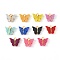 Alloy Enamel Pendants with Glitter Powder and Zinc Alloy Hanging Plating, Butterfly, Light Gold, Mixed Color, 13x15x3.5mm, Hole: 2.0mm