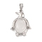 Natural Quartz Crystal Pendants, with Alloy and Iron Findings, Penguin, Platinum, 34x23.5x7mm, Hole: 8x4mm