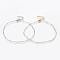 304 Stainless Steel Anklets, with Lobster Claw Clasps, Round Beads and Cable Chains, Mixed Color, 9 inch(230mm), 1.5mm