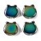 Two Tone Glass Mood Beads, Temperature Sensing Color Changing Beads, Cat Shape, Clear, Black Background, 14x14x6mm, Hole: 1.2mm
