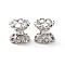 Eco-friendly Brass Double Bead Caps, Cadmium Free & Lead Free, Long-Lasting Plated, 4-Petal, Flower, Platinum, 6x6~6.5mm, Hole: 1.2mm