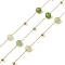 Ion Plating(IP) 304 Stainless Steel Link Chains, with Spool, with Agate, Soldered, Real 18K Gold Plated, Yellow Green, 6mm, gold beads: 3mm, link interval: 21.5mm, Feet(10m)/Roll