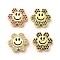Rack Plating Brass Cubic Zirconia Beads, with Enamel, Real 18K Gold Plated, Long-Lasting Plated, Cadmium Free & Lead Free, Flower with Smiling Face, Mixed Color, 13x14x5mm, Hole: 1.5mm
