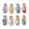 8Pcs 8 Styles Glass Wishing Bottle with Gemstone Chip Inside Pendants, with Alloy Enamel Smiling Face Charms Decoration, Mixed Color, 34.5x28.5mm, Hole: 1.8mm, 1pc/style