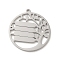 Non-Tarnish 304 Stainless Steel Pendants, Laser Cut, Flat Round with Tree Charm, Stainless Steel Color, 32.5x30x1.5mm, Hole: 1.8mm