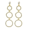 Ring Brass Clear Cubic Zirconia Dangle Stud Earrings, Lead Free & Cadmium Free, Real 18K Gold Plated, 36x12mm