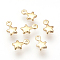 Brass Charms, Star, Nickel Free, Real 18K Gold Plated, 7x4.5x1.5mm, Hole: 1mm