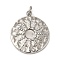 Non-Tarnish 304 Stainless Steel Pendant Cabochon Settings, Flat Round, Stainless Steel Color, Tray: 3.8mm, 18x16x1.9mm, Hole: 2.7mm