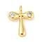 Rack Plating Brass Micro Pave Cubic Zirconia Pendants, Cadmium Free & Lead Free, Long-Lasting Plated, Real 18K Gold Plated, Letter T, 19x16x5mm, Hole: 2.8mm