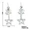 Copper Hollow Zirconia Pentagram Earrings, Elegant and Fashionable Stud Earrings, Platinum, 38x16mm