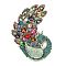 Peacock Alloy Rhinestone Brooch for Backpack Clothes, Colorful, 92x70mm