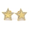 Rack Plating Brass Micro Pave Clear Cubic Zirconia Stud Earrings, Cadmium Free & Lead Free, Star, 16.5x17.5mm