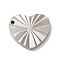 Non-Tarnish 304 Stainless Steel Pendants, Heart Charm, Stainless Steel Color, 17x19x2mm, Hole: 1.6mm