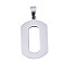 Non-Tarnish 201 Stainless Steel Pendants, Laser Cut, Number, Stainless Steel Color, Num.0, 34.5x20x1.5mm, Hole: 4.5x5mm