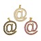 Brass Micro Pave Cubic Zirconia Pendants, @ Shape, Real 18K Gold Plated, Cadmium Free & Lead Free, Rack Plating, Long-Lasting Plated, Mixed Color, 30x24x3mm, Hole: 3.5x3mm