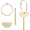 BENECREAT 24Pcs Half Round Geometric Brass Charm Pendant 18K Gold Plated Cuboid Charm with Hoop Earring Findings for DIY Earring Making