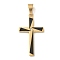 Ion Plating(IP) 304 Stainless Steel Pendants, Cross Charm, Real 18K Gold Plated, 39x22x2mm, Hole: 7.5x5mm