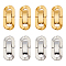 8 Sets 2 Colors 304 Stainless Steel Fold Over Clasps, Oval, Mixed Color, 19x9x3mm, Hole: 2x3.5mm, 4 Sets/color