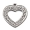 304 Stainless Steel Pendants, with Rhinestone  Heart, Stainless Steel Color, 16x15x1.5mm, Hole: 1.5mm