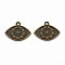 Tibetan Style Alloy Pendant Enamel & Rhinestone Settings, Cadmium Free & Lead Free, Eye, Antique Bronze, Fit for 0.9mm Rhinestone, 17x22x1.5mm, Hole: 1.8mm